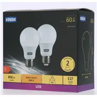 Xavax LED žiarovka, E27, 806 lm (nahrádza 60 W), teplá biela, 2 ks v krabičke (cena za balenie)