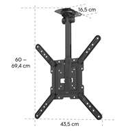 Hama stropný držiak TV, 60-69 cm, 400x400, sklopný, otočný