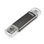 Hama flashPen Leata Twin, USB 2.0, 64 GB, 10 MB/s, šedý
