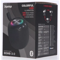 Hama Bomb 3.0, Bluetooth reproduktor, 16 W, vode odolný IPX7, LED podsvietenie, čierny (zánovný)