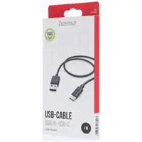 Hama kábel USB-C 2.0 typ A-C 1 m, čierny