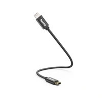 Hama MFi USB-C Lightning kábel pre Apple, 0,2 m, opletený, čierny