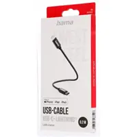 Hama MFi USB-C Lightning kábel pre Apple, 0,2 m, opletený, čierny