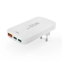 Hama rýchla USB nabíjačka GaN 2x USB-C + USB-A, PD/QC 65 W, plochá, skladacia