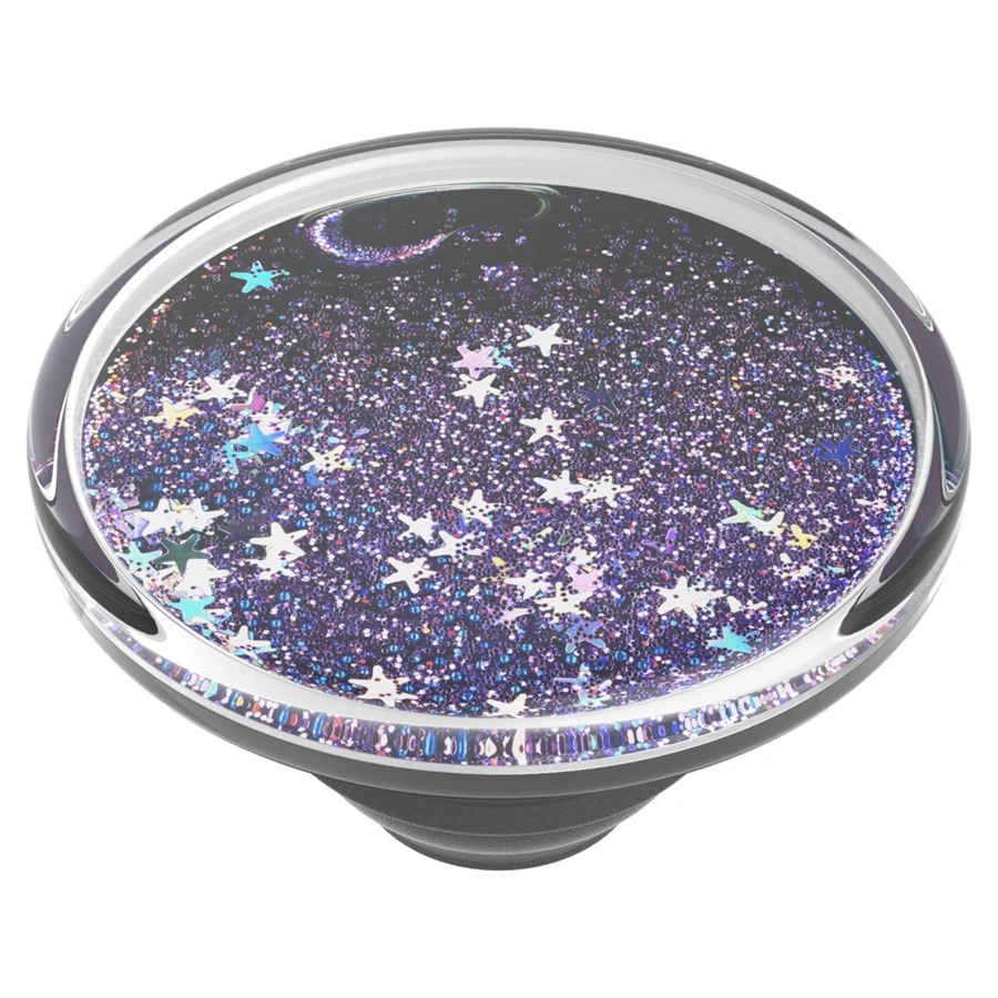 PopSockets PopTop Gen.2, Tidepool Galaxy Purple, fialové trblietky v kvapaline, výmenný vršok